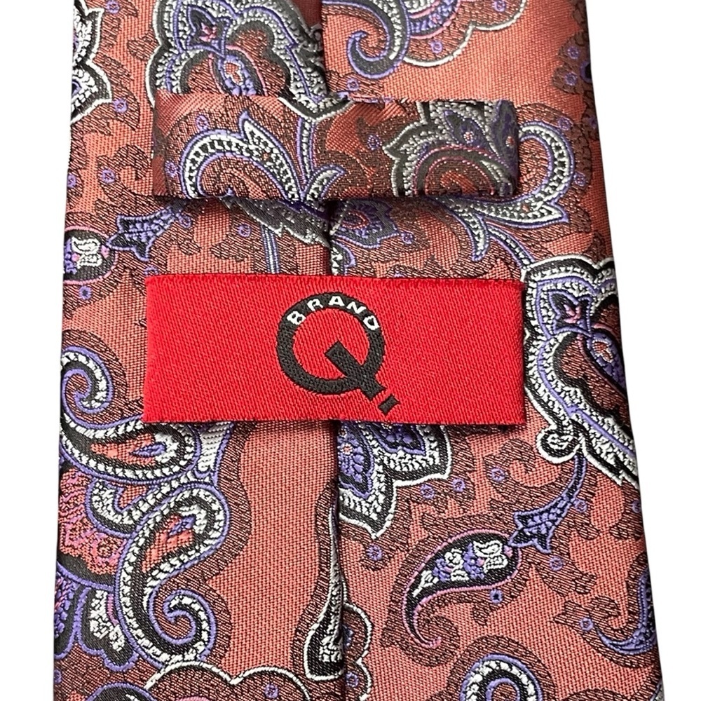 Brand Q Pink Purple Paisley Neck Tie Microfiber Career Office Easter Business‎ - Picture 3 of 9